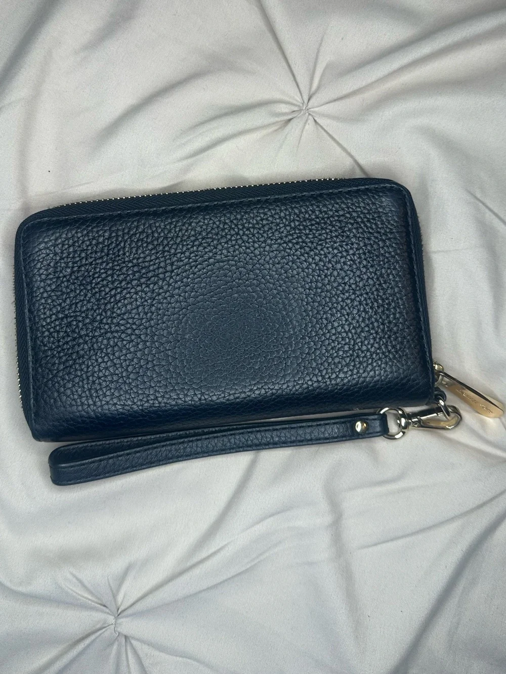 Michael Kors Black Pebbled Leather Zip Wristlet Wallet